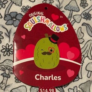 Charles the pickles heart monocle and top hat squishmallow NWT